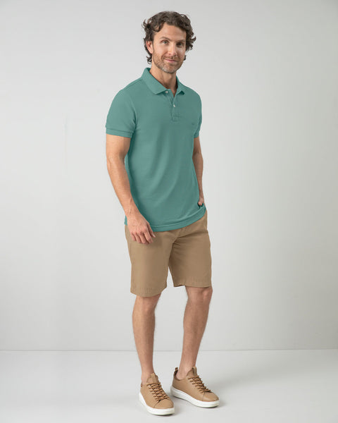 Camiseta tipo polo manga corta masculina#color_063-verde-azul-palido