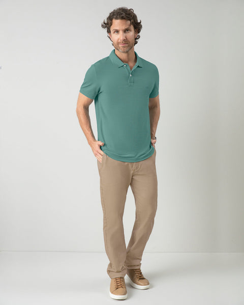 Camiseta tipo polo manga corta masculina#color_063-verde-azul-palido