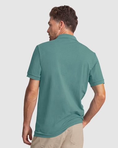Camiseta tipo polo manga corta masculina#color_532-verde-gris
