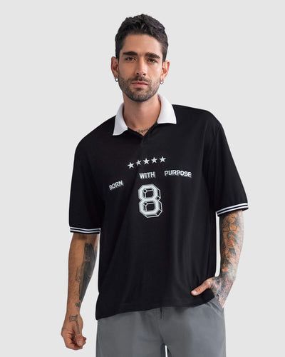 Camiseta tipo polo oversized para hombre#color_700-negro