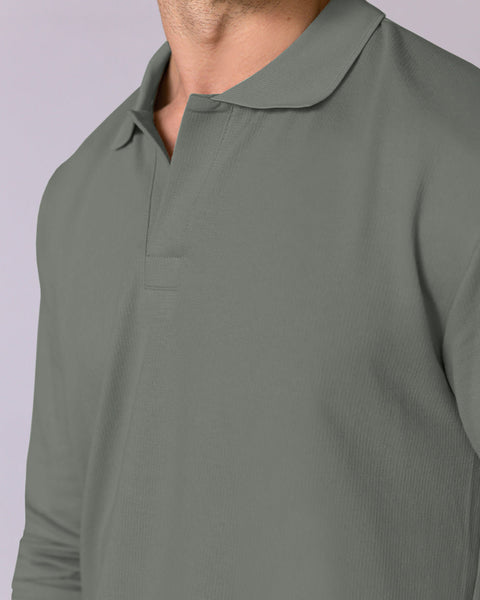 Camiseta manga larga tipo polo para hombre#color_172-verde