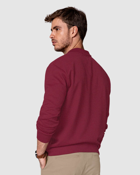 Camiseta manga larga tipo polo para hombre#color_349-vino