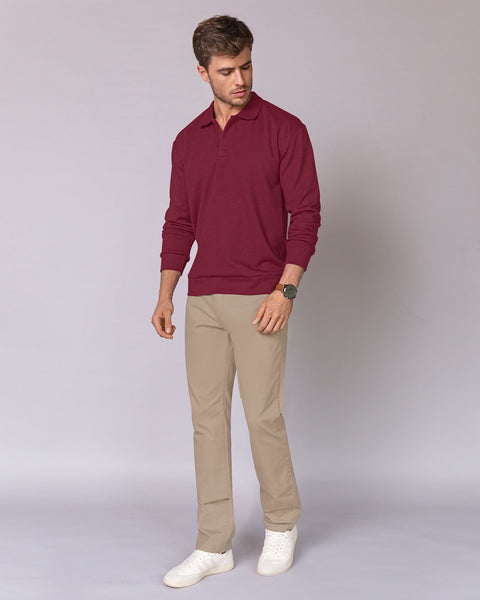 Camiseta manga larga tipo polo para hombre#color_349-vino