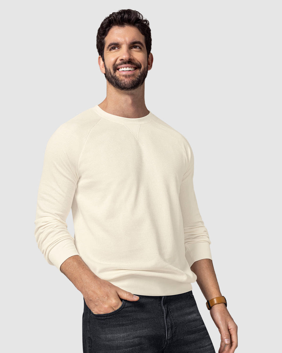 Camiseta manga larga cuello redondo básico para hombre
