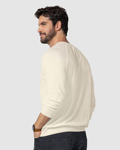 Camiseta manga larga cuello redondo básico para hombre#color_018-marfil