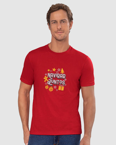 Camiseta manga corta con estampado para hombre#color_302-rojo-estampado-navidad