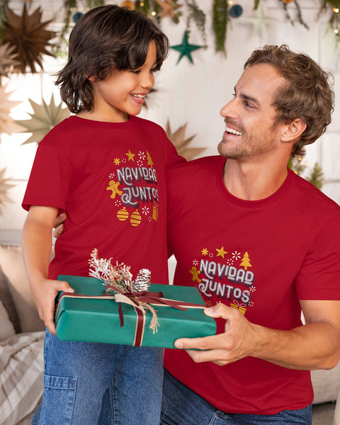 Camiseta manga corta con estampado para hombre#color_302-rojo-estampado-navidad