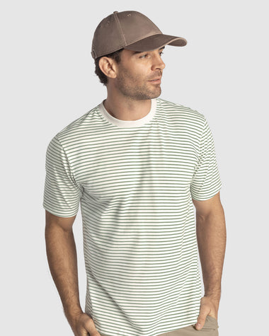 Camiseta básica estampada de manga corta#color_517-rayas-azul-verde