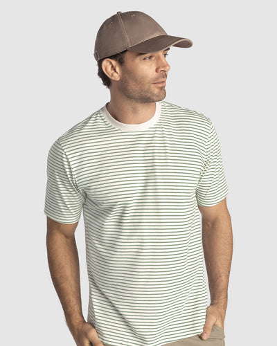 Camiseta básica estampada de manga corta#color_517-rayas-azul-verde