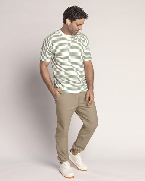 Camiseta básica estampada de manga corta#color_517-rayas-azul-verde