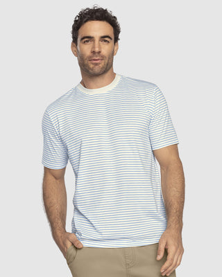 Camiseta básica estampada de manga corta#color_601-rayas-verde-azul