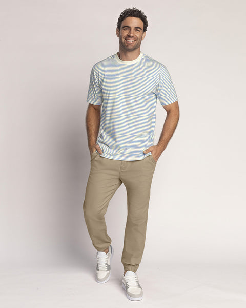 Camiseta básica estampada de manga corta#color_601-rayas-verde-azul