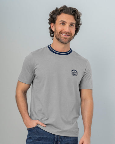 Camiseta manga corta de cuello redondo tejido#color_c14-gris-medio