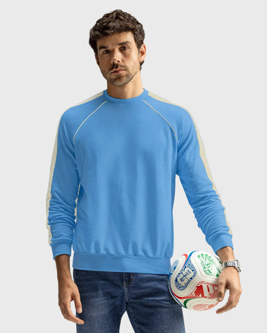 Camiseta manga larga cuello redondo con detalles en contraste#color_022-azul-claro