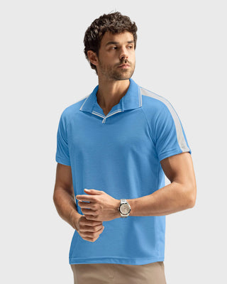 Camiseta tipo polo con cuello sport y detalles en contraste#color_022-azul-claro