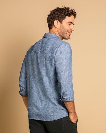 Camisa manga larga con botones para hombre#color_024-azul-grisaceo