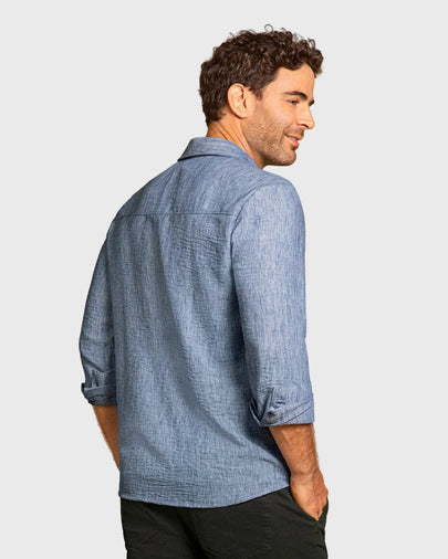 Camisa manga larga con botones para hombre#color_024-azul-grisaceo