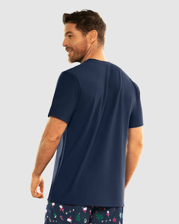 Camiseta manga corta de pijama masculina#color_052-azul-medio