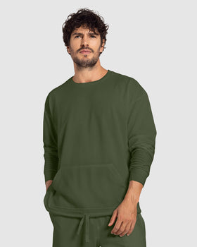 Camiseta manga larga  con bolsillo funcional frontal#color_603-verde-oscuro