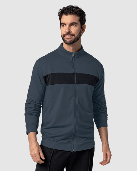 Camiseta manga larga cuello alto con bloque de color#color_711-gris