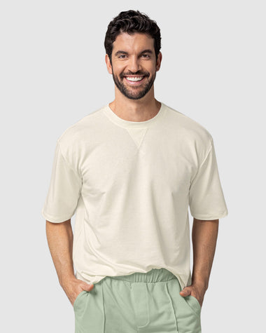 Camiseta básica manga corta de silueta amplia en burda#color_018-marfil