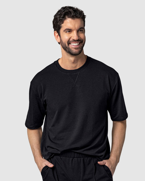 Camiseta básica manga corta de silueta amplia en burda#color_700-negro