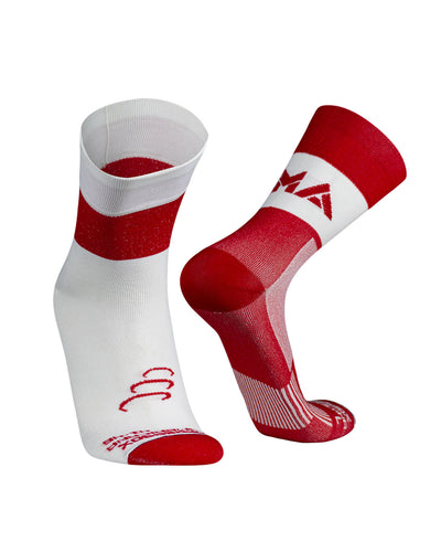 Medias de Compresión 20-30 mmHg Caña Media para Running y Ciclismo de Gama Alta#color_302-rojo-blanco
