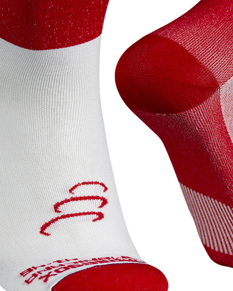 Medias de Compresión 20-30 mmHg Caña Media para Running y Ciclismo de Gama Alta#color_302-rojo-blanco