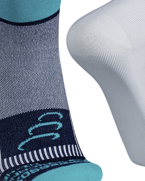 Medias de Compresión 20-30 mmHg Caña Media para Running y Ciclismo de Gama Alta#color_616-blanco-aqua