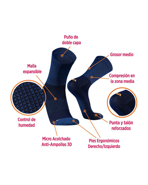 Medias de Deportivas de Compresión para Ciclismo y Running Caña Media | Triatlón#color_106-neon