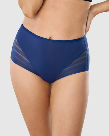 Calzón faja clásico con control moderado de abdomen y bandas en tul#color_536-azul-oscuro
