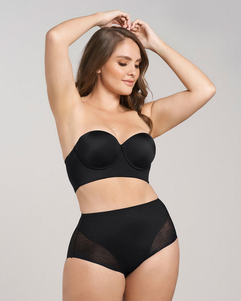 Calzón faja clásico invisible con transparencias en glúteos y laterales#color_700-negro