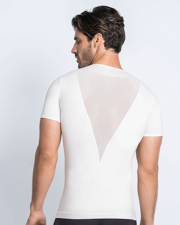Camiseta de compresión suave en microfibra y tecnología skinfuse sin costuras#color_000-blanco
