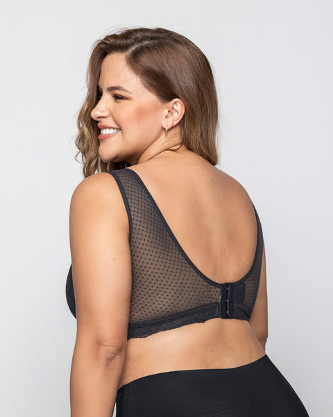 Bralette multiusos Sexy Siempre en encaje ideal para prótesis de mastectomía#color_700-negro