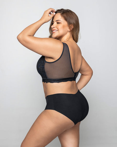 Bralette multiusos Sexy Siempre en encaje ideal para prótesis de mastectomía#color_700-negro