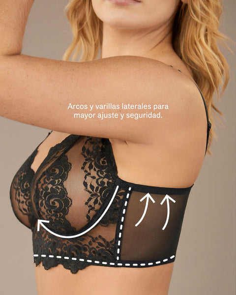 Brasier tipo bralette en encaje y transparencias Leonisa Peru
