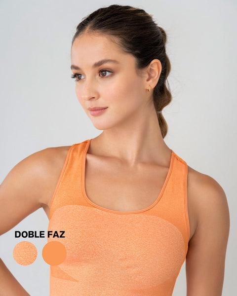 Top sin costuras doble faz con soporte alto de busto#color_203-naranja