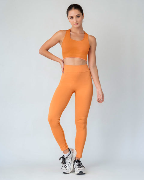 Top sin costuras doble faz con soporte alto de busto#color_203-naranja