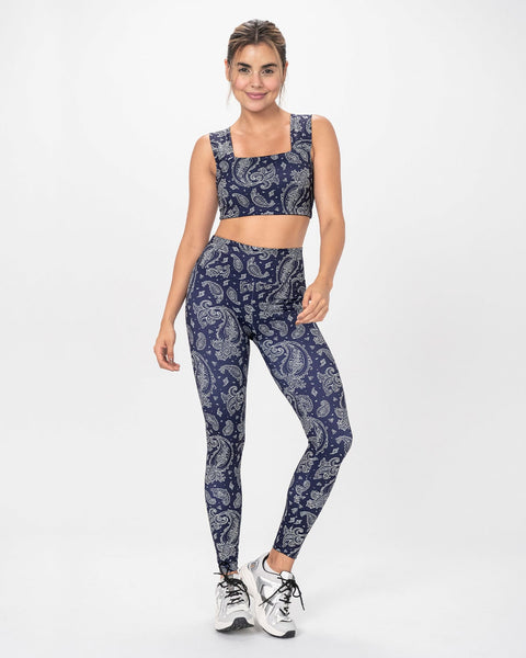 Legging de tiro alto control en abdomen y muslos en material bio-pet#color_838-estampado-arabescos