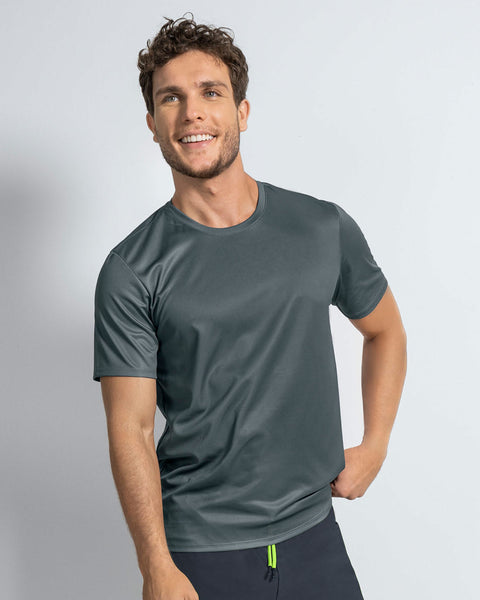 Camiseta deportiva masculina semiajustada de secado rápido#color_720-gris