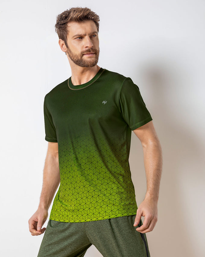 Camiseta deportiva manga corta de secado rápido estampada#color_171-estampado