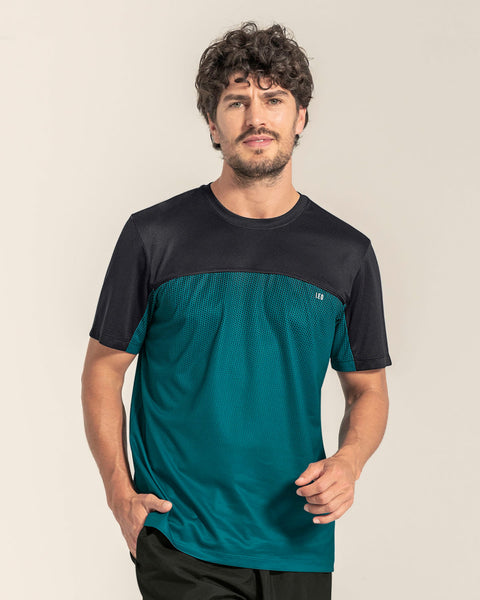 Camiseta deportiva masculina tecnología de secado rápido#color_663-estampado-azul