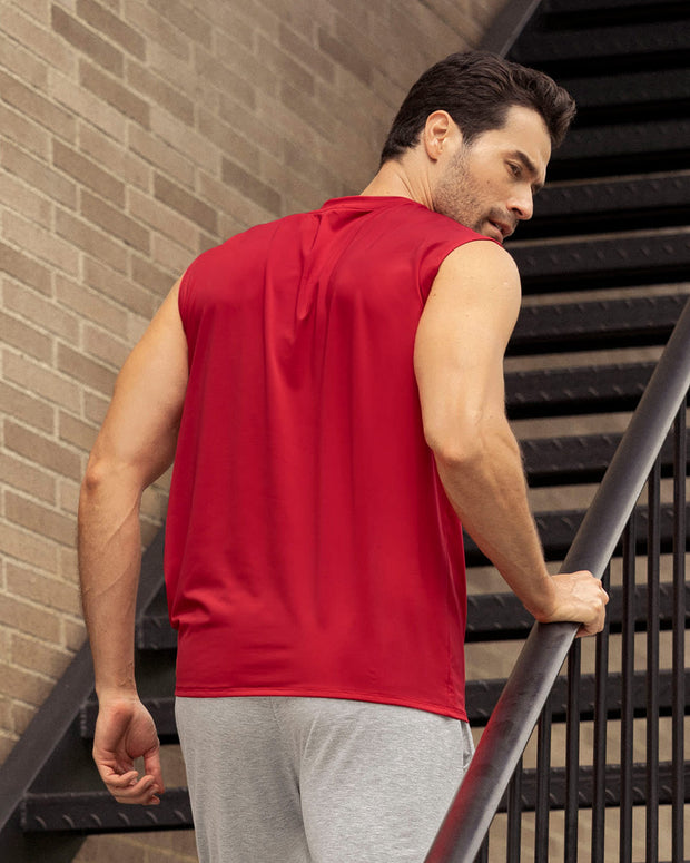 Camiseta manga sisa deportiva y de secado rápido para hombre#color_340-rojo