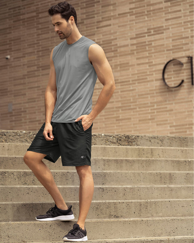 Camiseta manga sisa deportiva y de secado rápido para hombre#color_737-gris