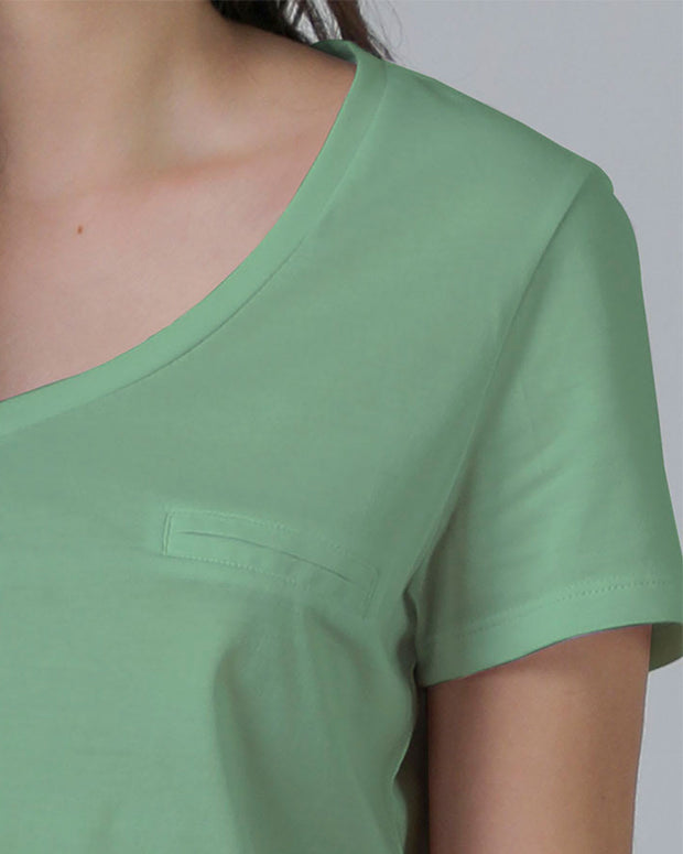 Camiseta manga corta de pijama con bolsillo decorativo accent#color_601-verde-claro