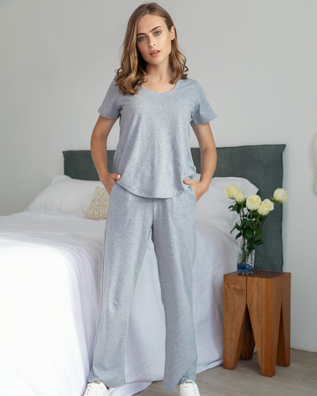 Pantalón con bolsillos de pijama con bota recta accent#color_717-gris-jaspe