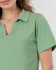 Camiseta manga corta con cuello tipo camisa. tallas completas.#color_601-verde-claro