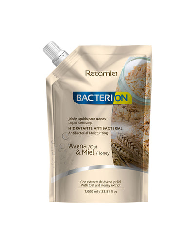 Jabón líquido antibacterial avena bacterion doy pack#color_avena