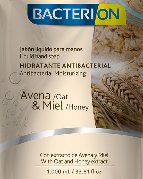 Jabón líquido antibacterial avena bacterion doy pack#color_avena