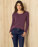 Camisa manga larga básica para mujer#color_409-uva-oscuro